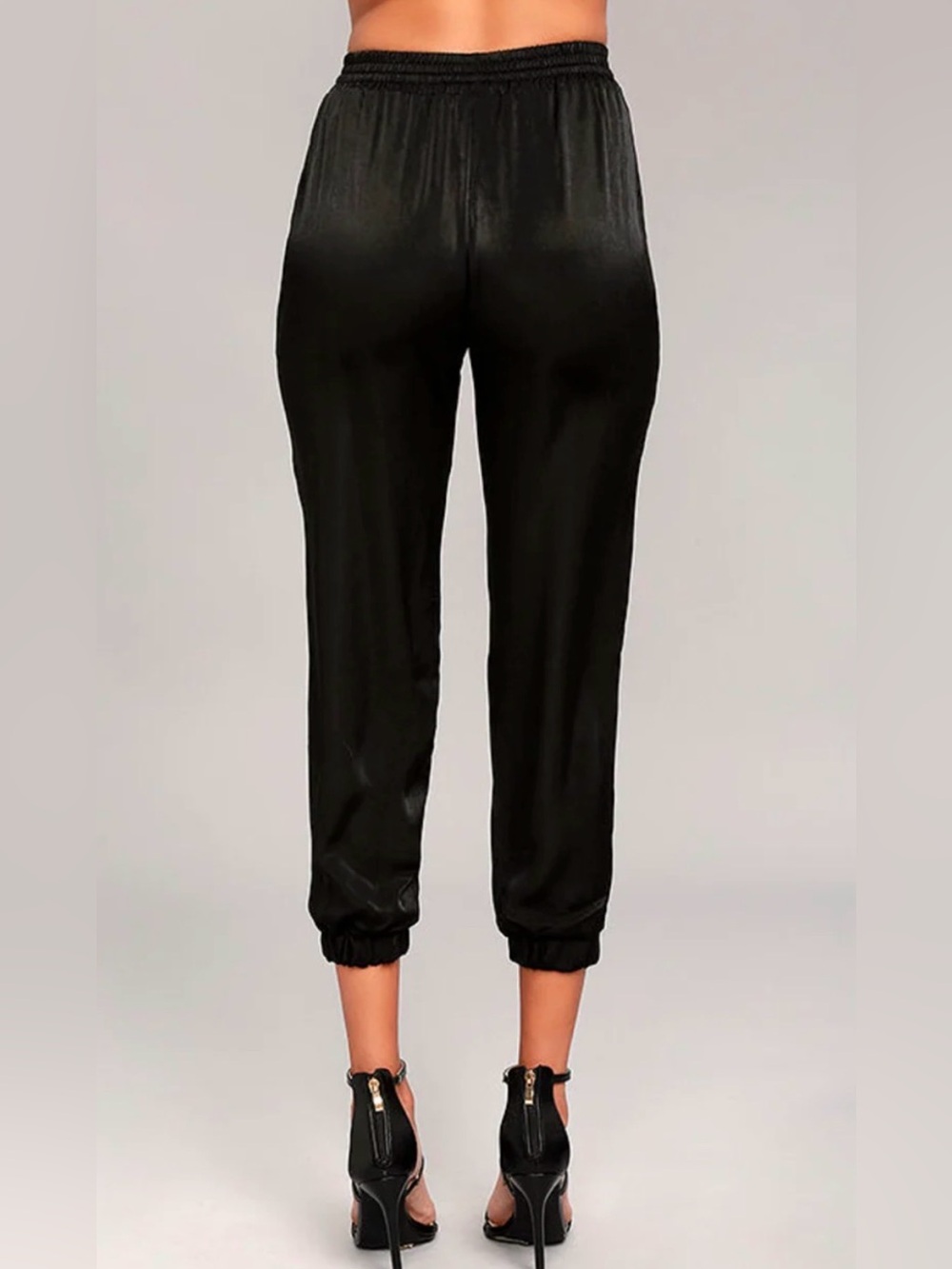 PLT NWOT Ladies Tag Size 2 ( Fit Sz8) Oversized Satin Shine Ankle Cuffed Jogger